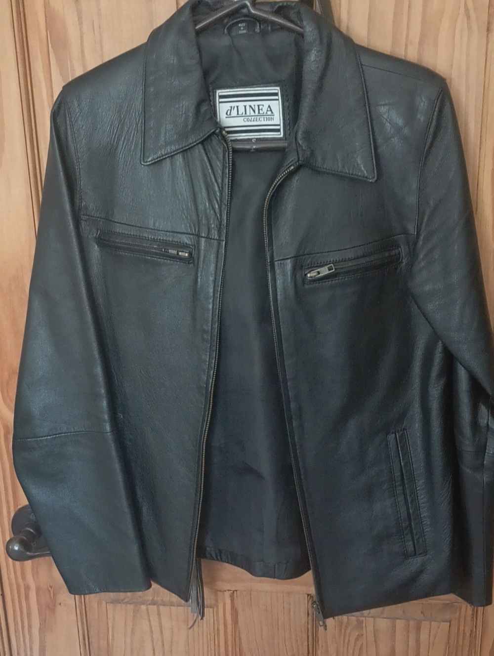 d'LINEA Classic Black Leather Jacket for Women